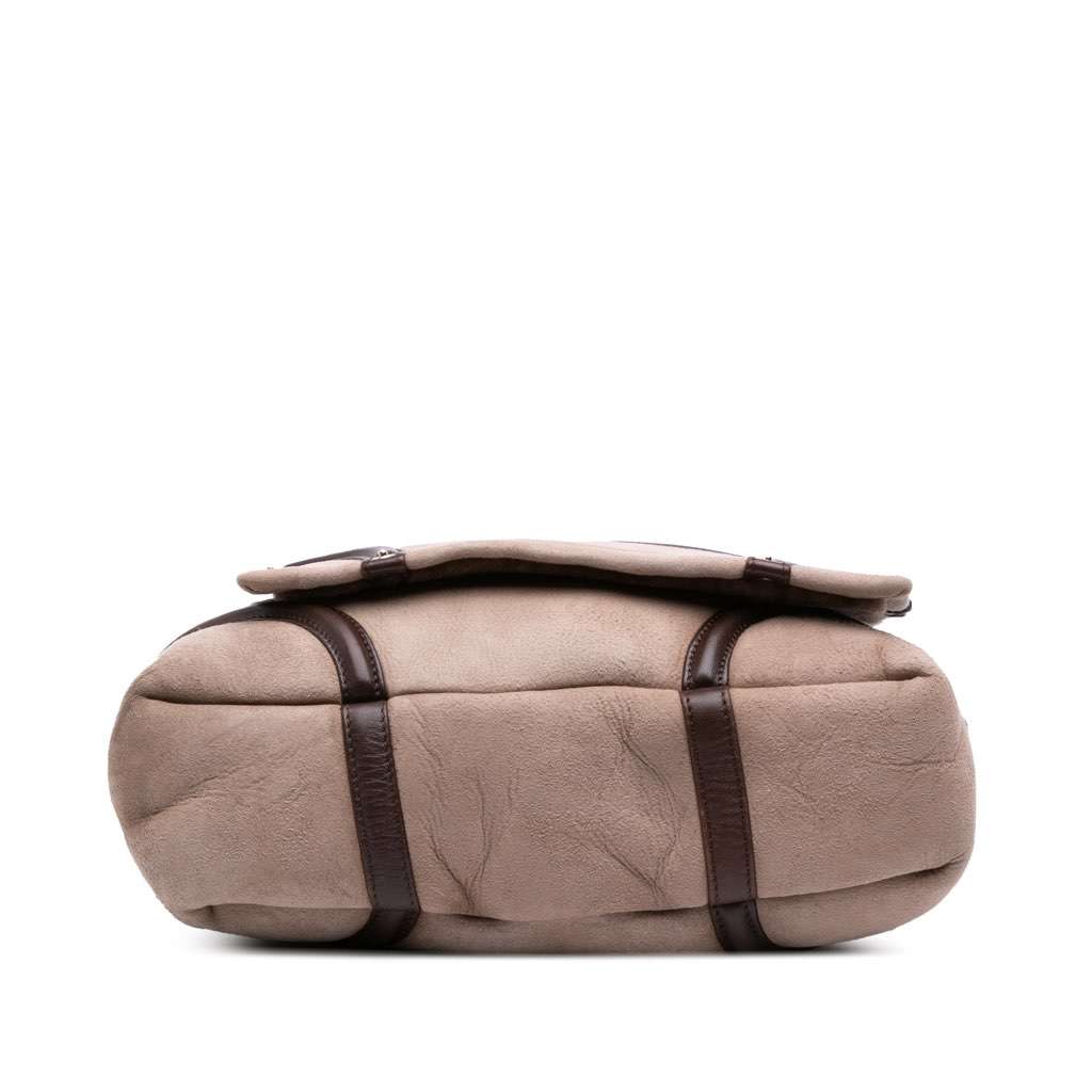 Chanel CC Suede and Shearling Messenger Bag Brown Leather Good - Inside View