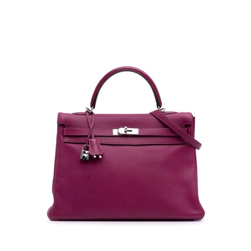 Hermès Togo Kelly II Retourne 35 Purple Leather Good condition - Front View