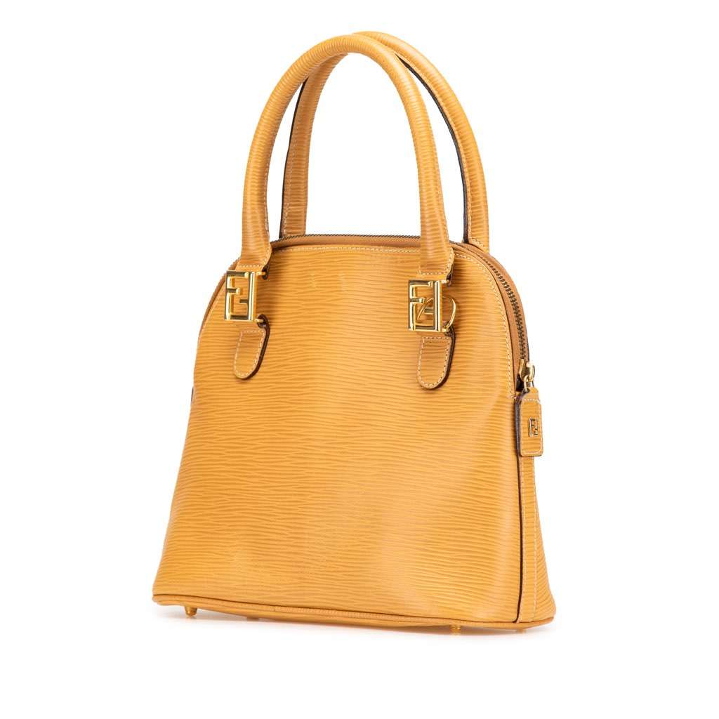 Fendi Leather Top Handle Bag Yellow Leather Good condition - Back View