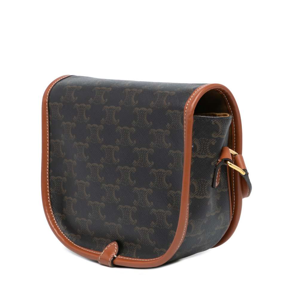 Celine Medium Triomphe Coated Canvas Folco Crossbody Brown Canvas Good condition - Back View