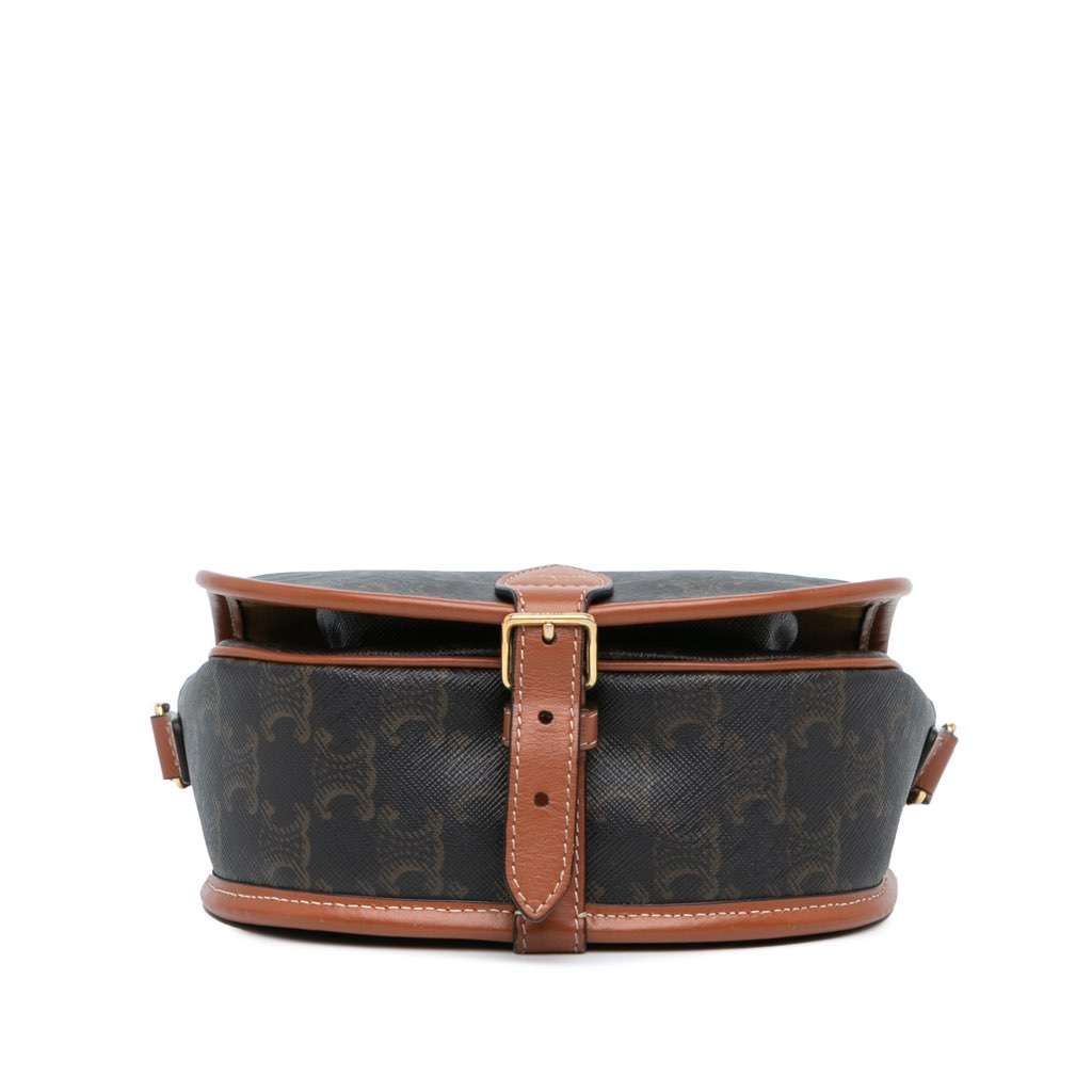 Celine Medium Triomphe Coated Canvas Folco Crossbody Brown Canvas Good condition - Inside View