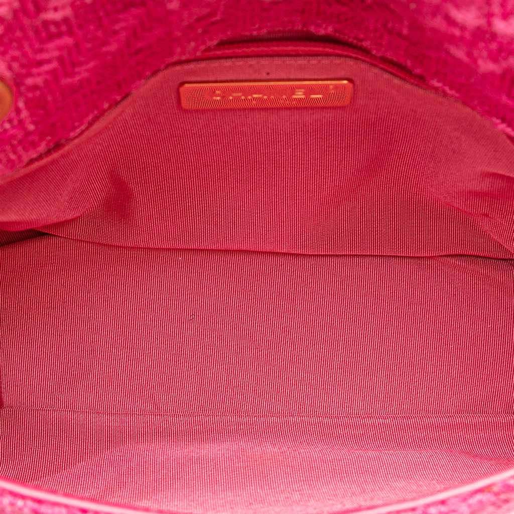 Chanel Wool Tweed Giant Logo Flap Pink Tweed Good - Box View