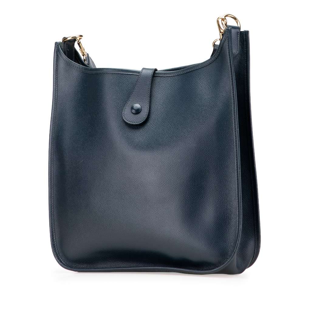 Hermès Courchevel Evelyne I GM Blue Leather Good condition - Back View