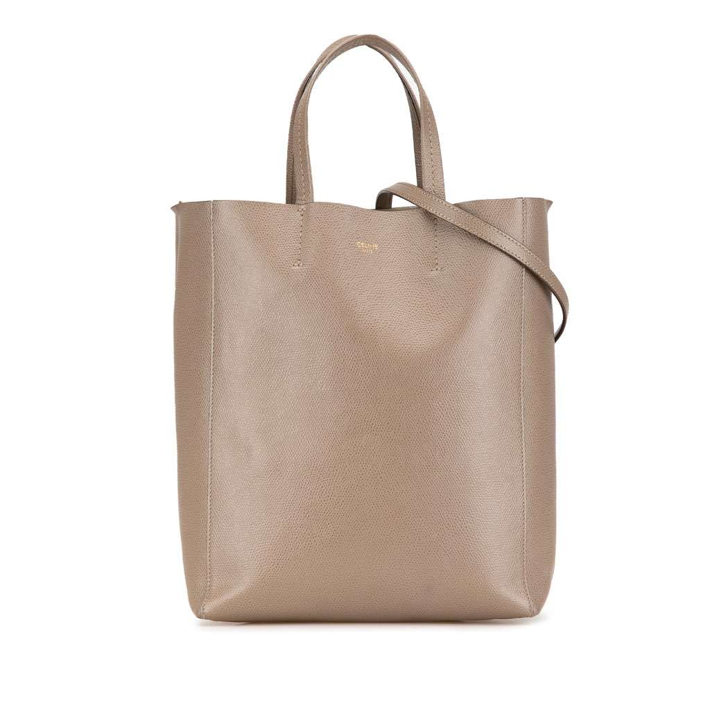 Celine Small Grained Calfskin Vertical Cabas Satchel Brown Leather Good condition - Front View