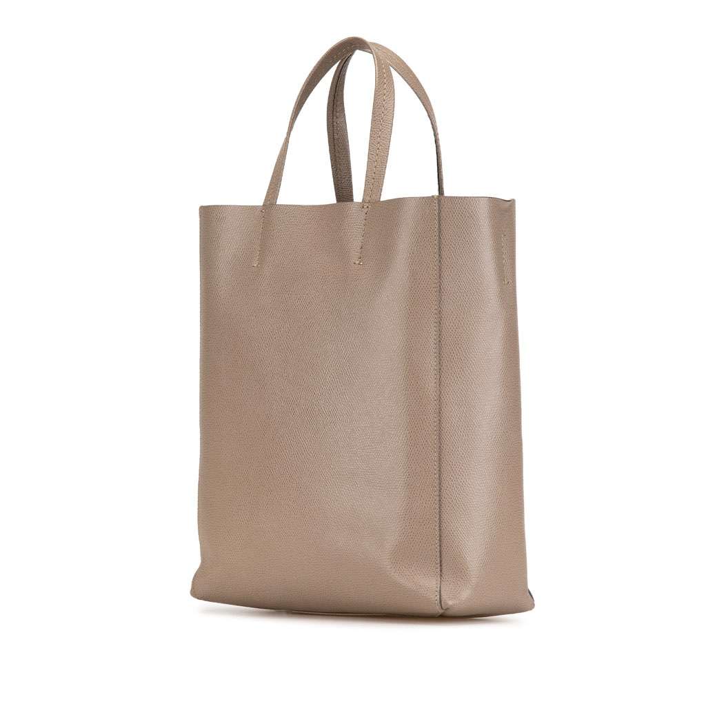 Celine Small Grained Calfskin Vertical Cabas Satchel Brown Leather Good condition - Back View