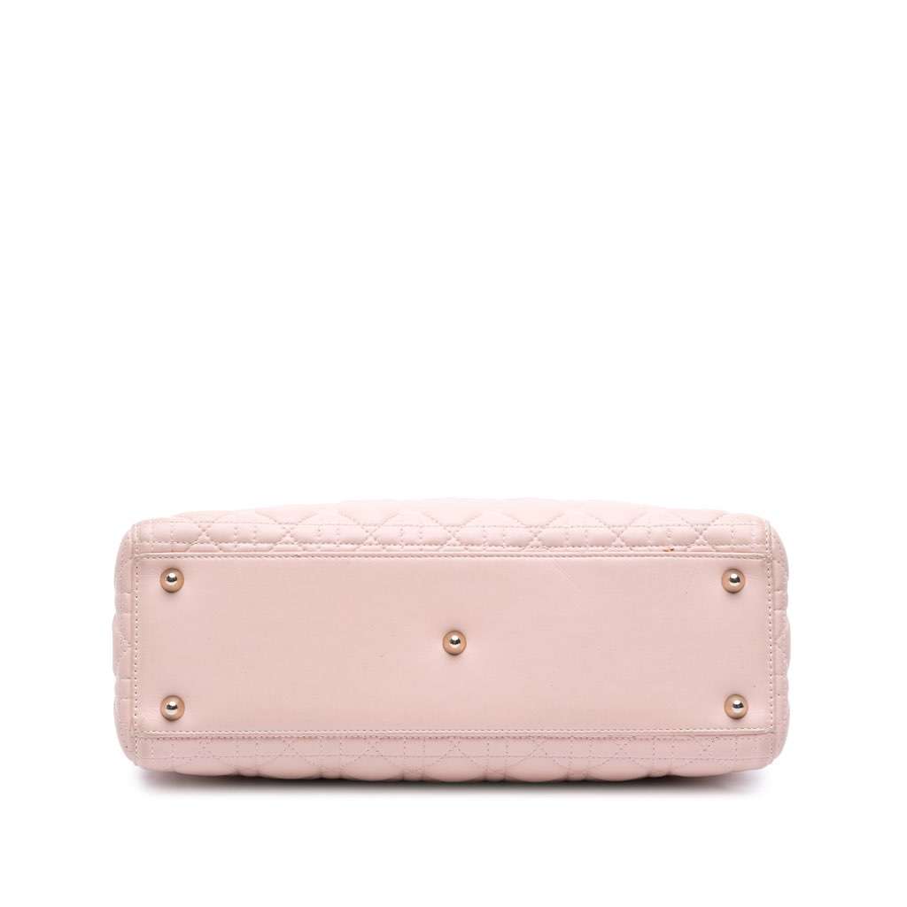 Dior Large Lambskin Cannage Lady Dior Pink Leather Fair condition - Inside View