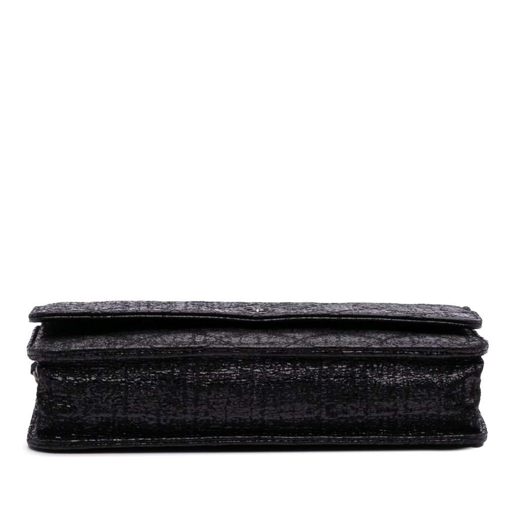 Chanel CC Quilted Crinkled Patent Wallet On Chain Black Leather Good condition - Inside View