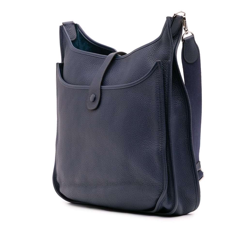 Hermès Clemence Evelyne III 33 Blue Leather Good condition - Back View