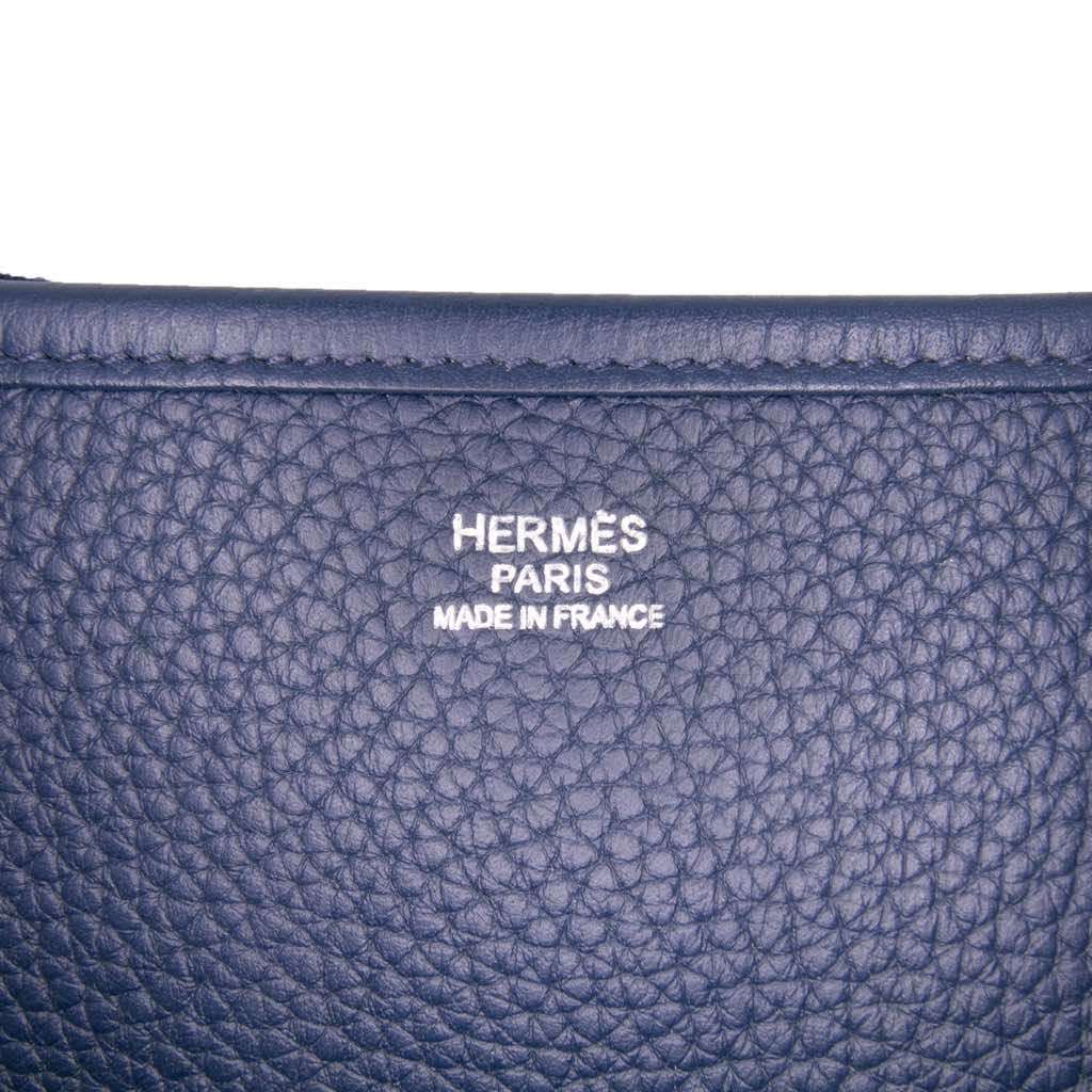 Hermès Clemence Evelyne III 33 Blue Leather Good condition - Box View