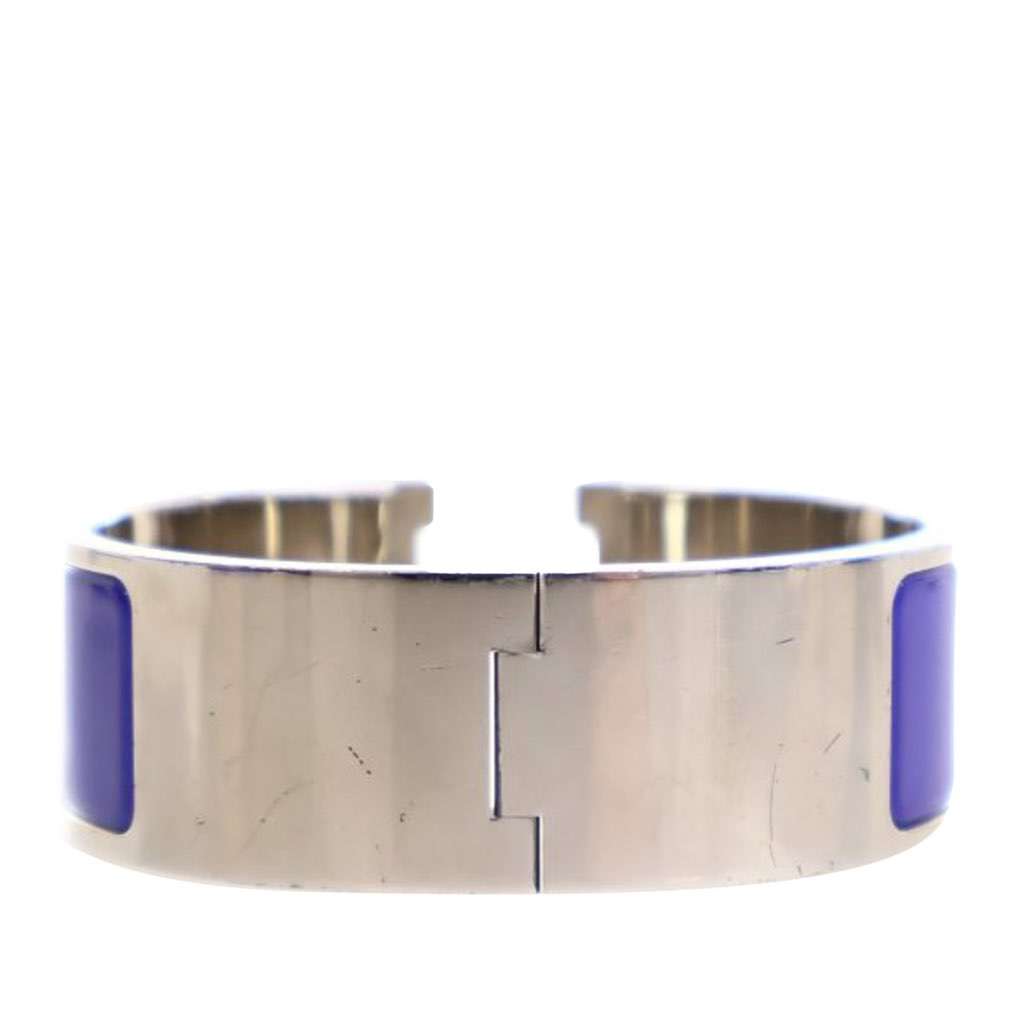 Hermès Wide Enamel Clic Clac H Bracelet PM Blue Good condition - Back View