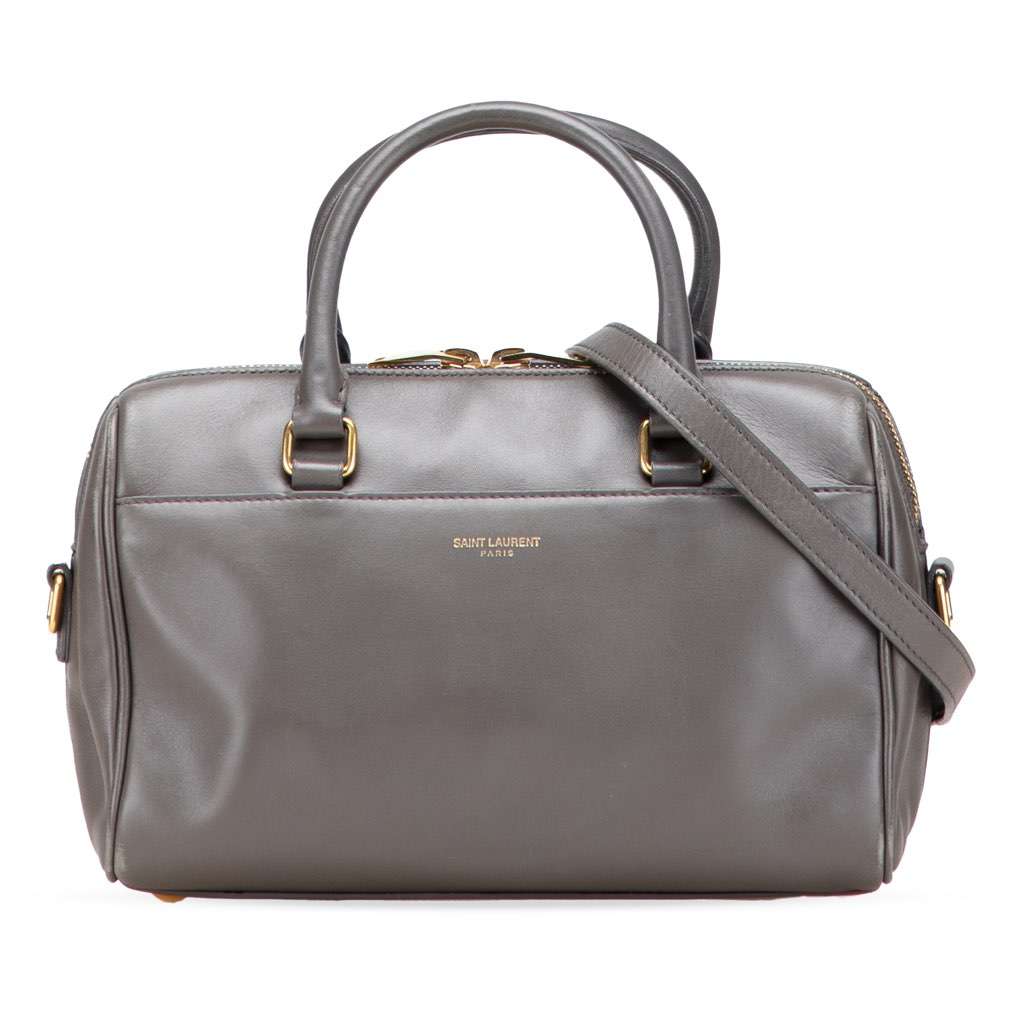 Saint Laurent Baby Leather Classic Duffle Satchel Grey Leather Good - Front View