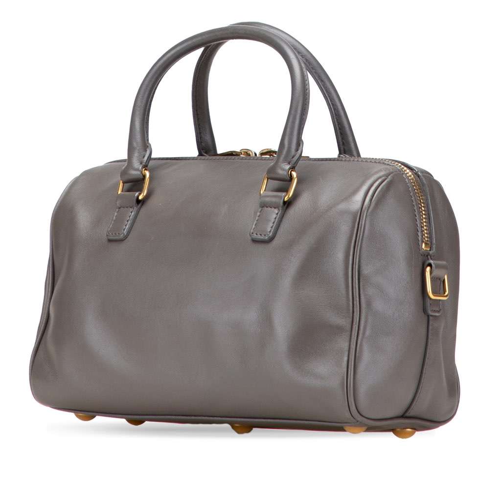 Saint Laurent Baby Leather Classic Duffle Satchel Grey Leather Good - Back View