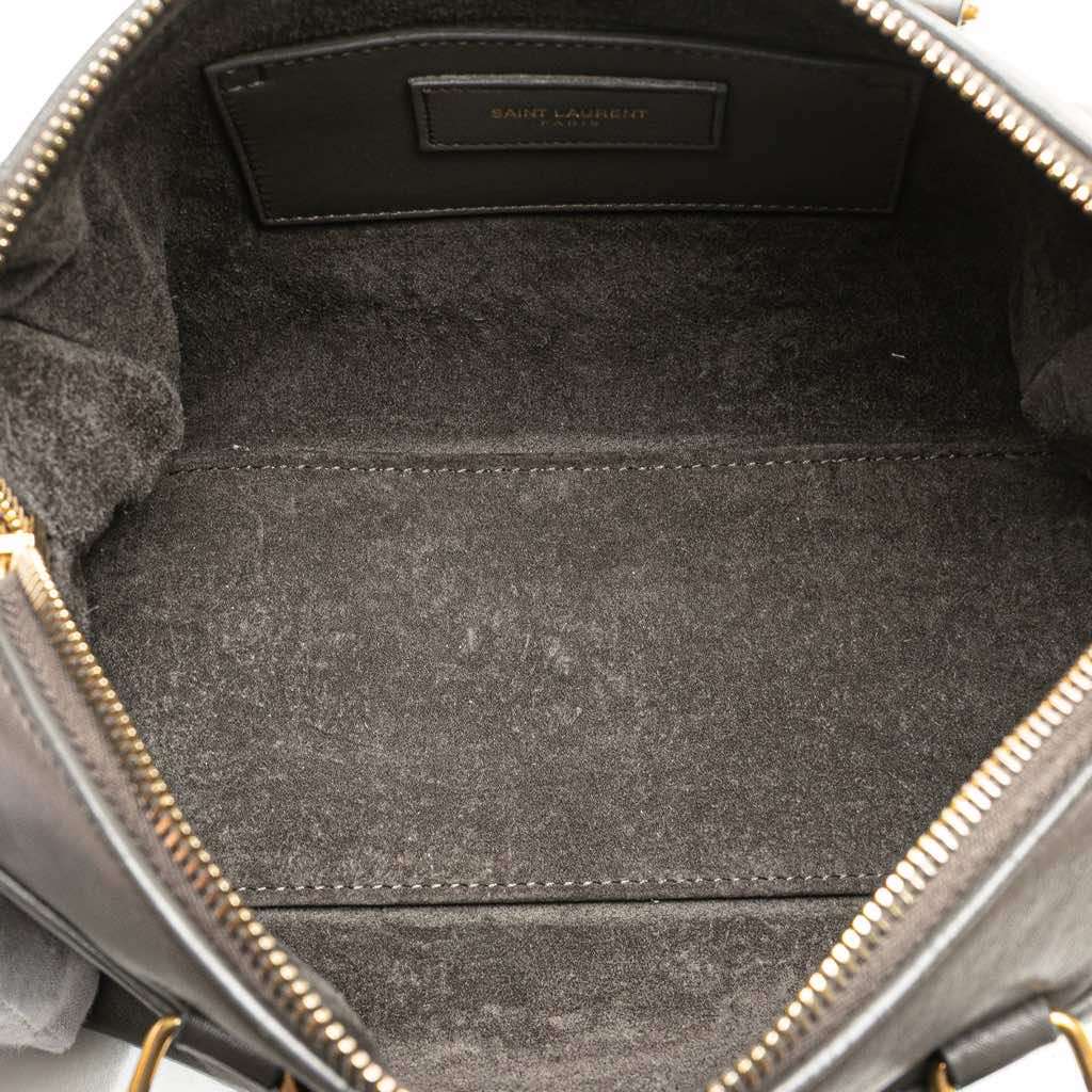 Saint Laurent Baby Leather Classic Duffle Satchel Grey Leather Good - Model View