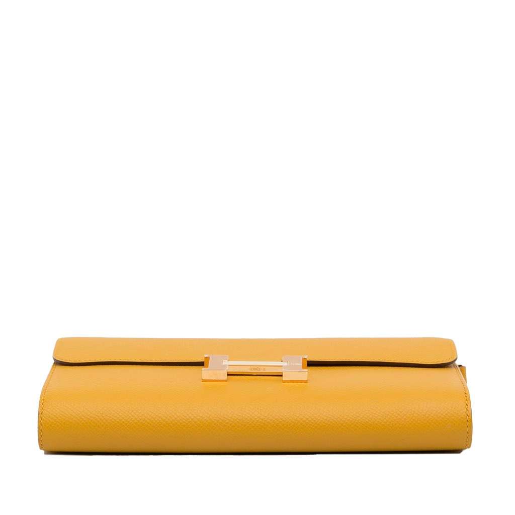 Hermès Epsom Constance Long To Go Wallet Yellow Leather Good condition - Box View