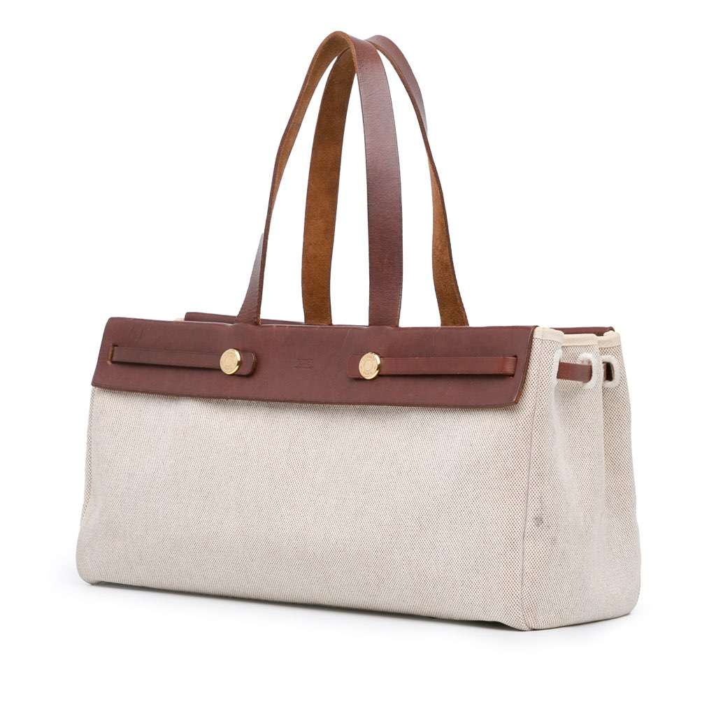 Hermès Herbag Cabas MM Brown Canvas Good condition - Back View