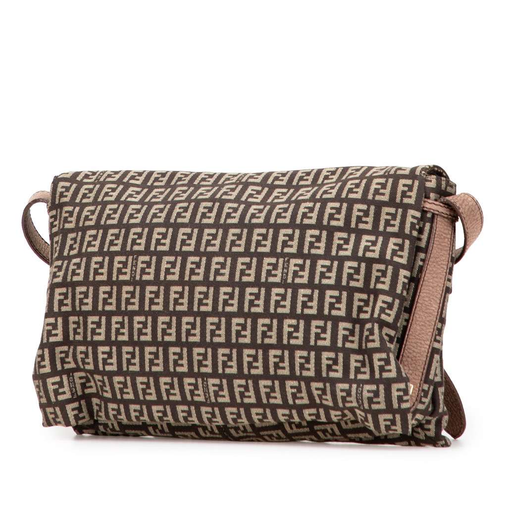 Fendi Zucchino Canvas Sweety Crossbody Brown Canvas Very good - Back View