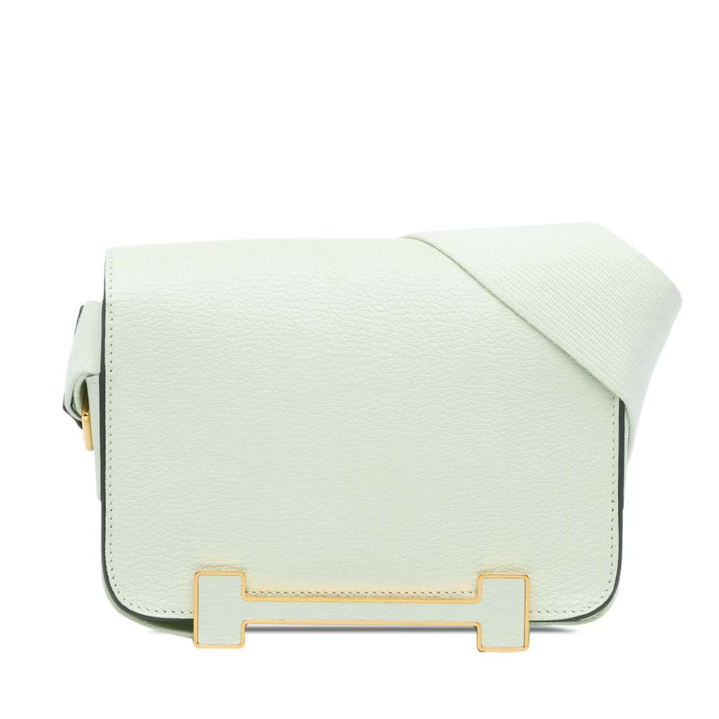Hermès Chevre Mysore Geta Green Leather Good condition - Front View