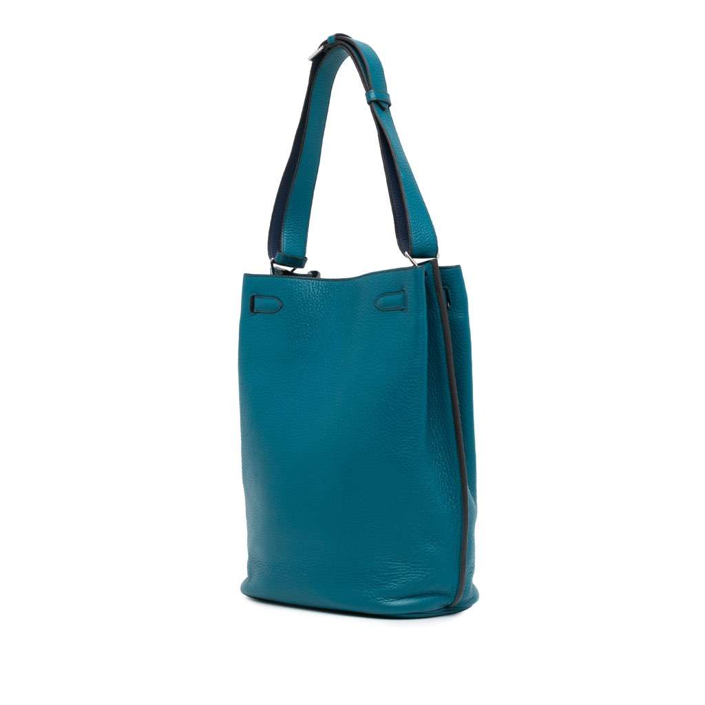 Hermès Clemence So Kelly 26 Blue Leather Good condition - Back View