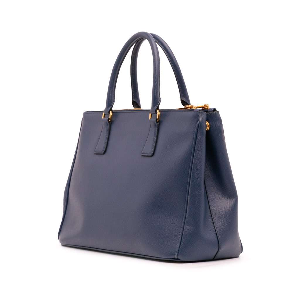 Prada Medium Saffiano Lux Galleria Double Zip Satchel Blue Leather Good condition - Back View