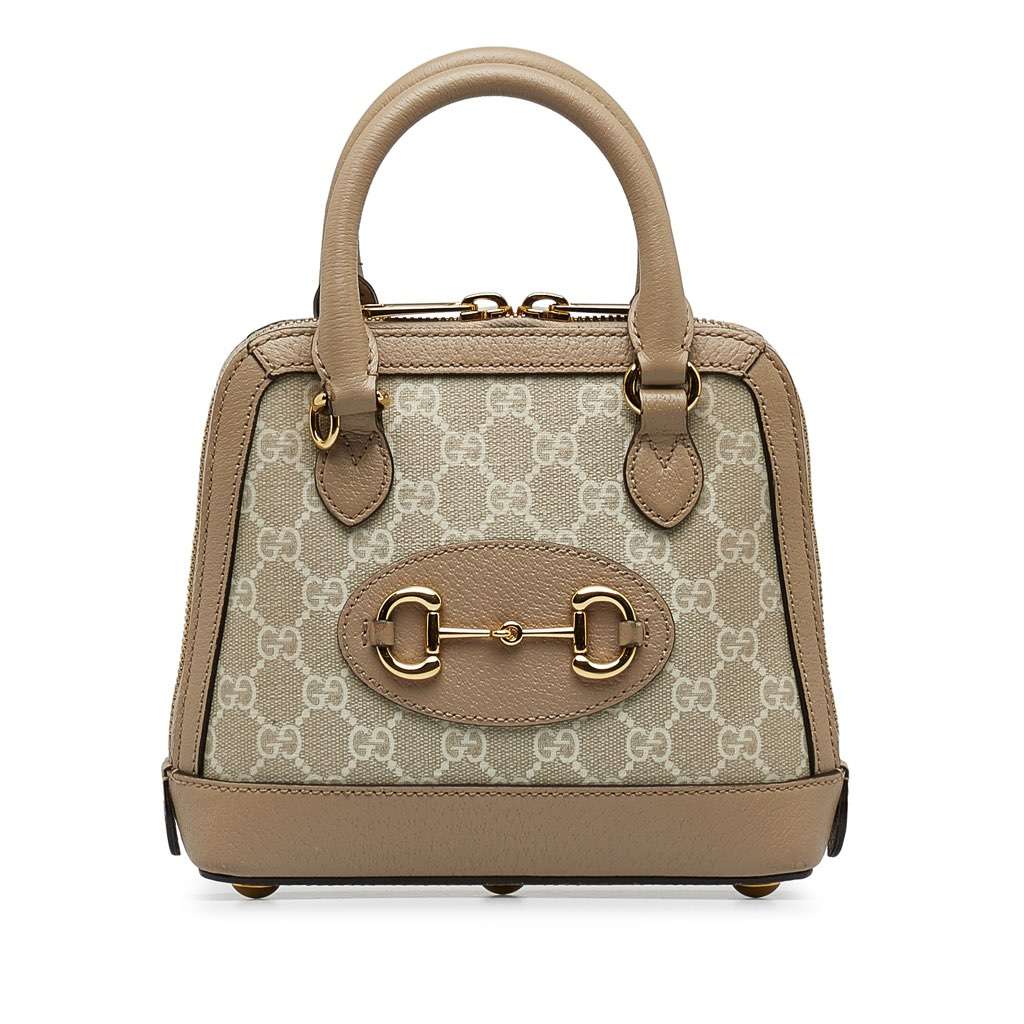 Gucci Mini GG Supreme Horsebit 1955 Satchel Brown Canvas Very good - Front View
