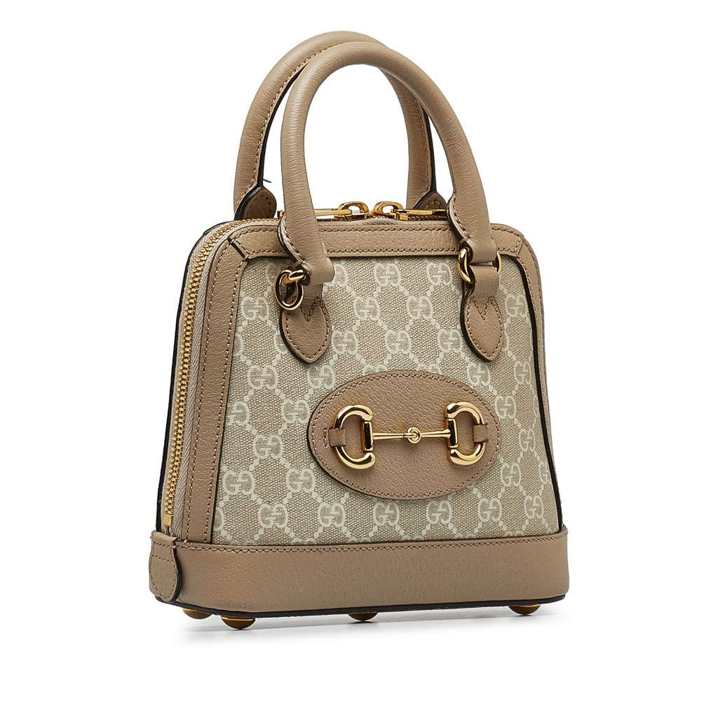 Gucci Mini GG Supreme Horsebit 1955 Satchel Brown Canvas Very good - Back View