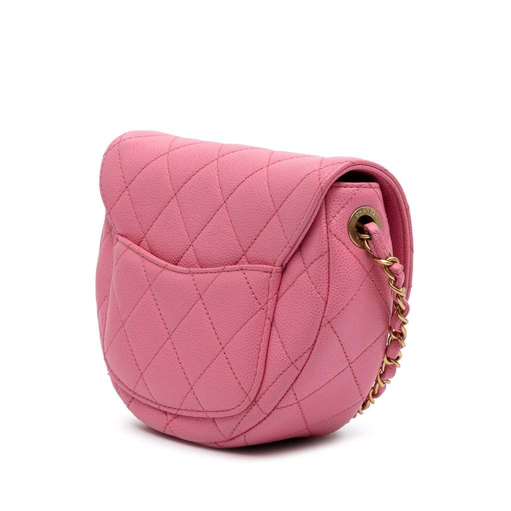 Chanel Mini CC Quilted Caviar Messenger Flap Pink Leather Very good - Back View