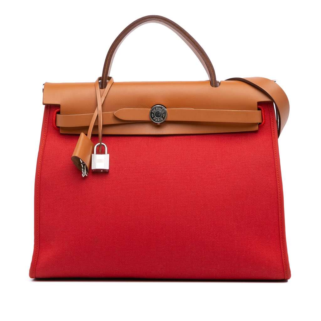 Hermès Toile Herbag Zip 31 Red Canvas Good condition - Front View