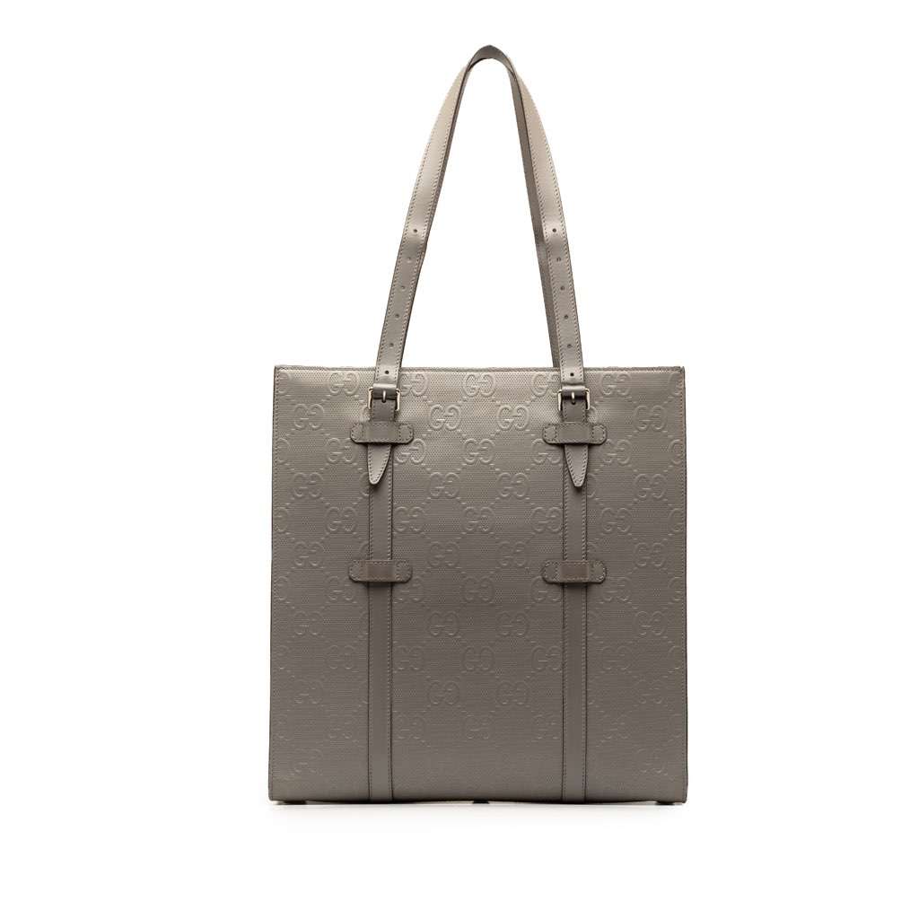 Gucci GG Embossed Leather Vertical Tote Grey Leather Very good - Inside View