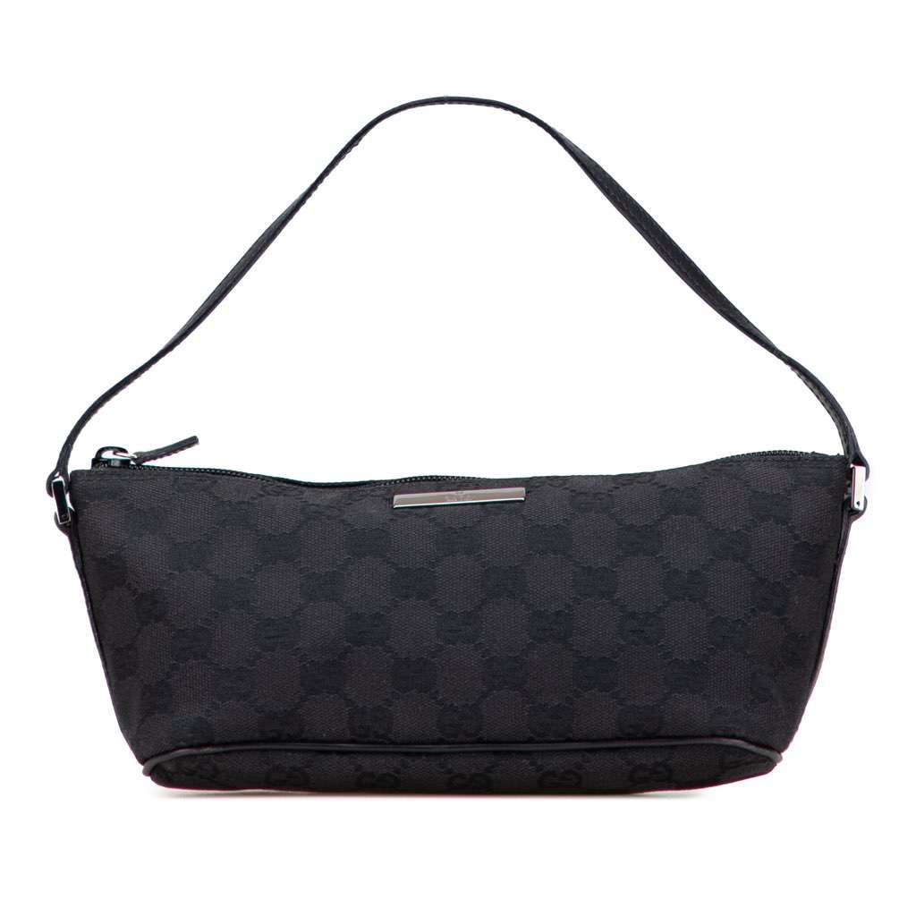 Gucci GG Canvas Boat Black Canvas Good - Front View