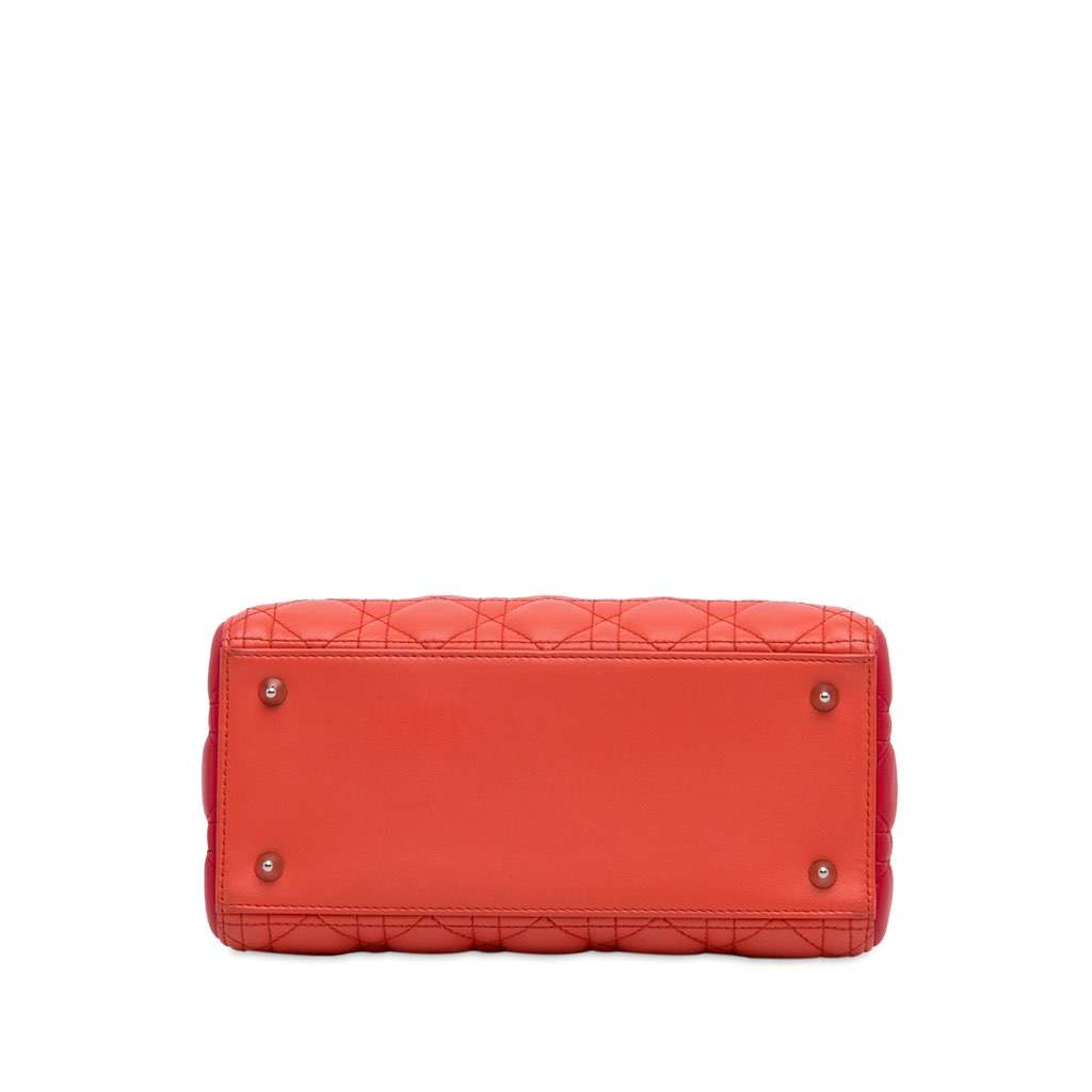 Dior Medium Bicolor Lambskin Cannage Lady Dior Orange Leather Very good - Box View