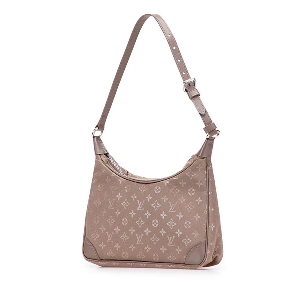 Louis Vuitton Monogram Satin Mini Boulogne Brown Satin Good condition - Back View