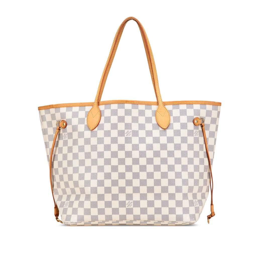 Louis Vuitton Damier Azur Neverfull MM White Canvas Good - Front View