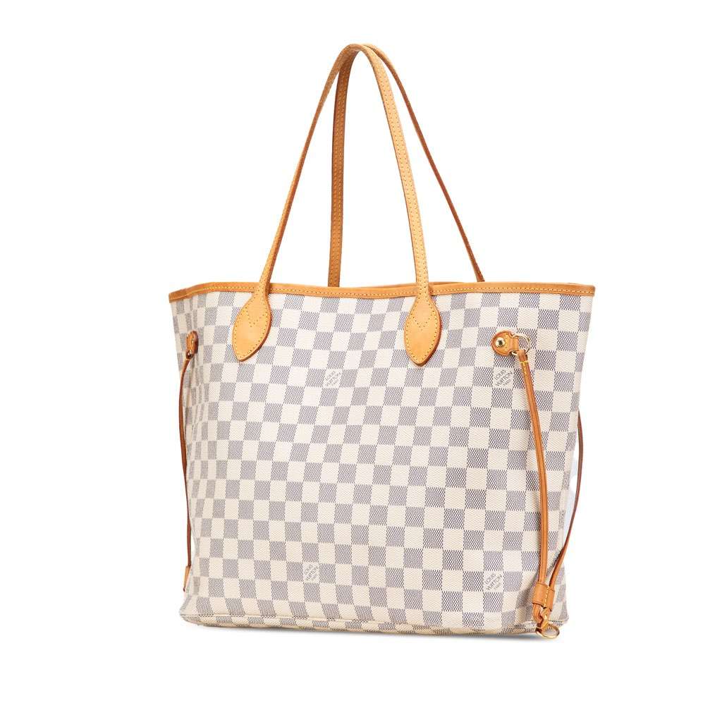 Louis Vuitton Damier Azur Neverfull MM White Canvas Good - Back View
