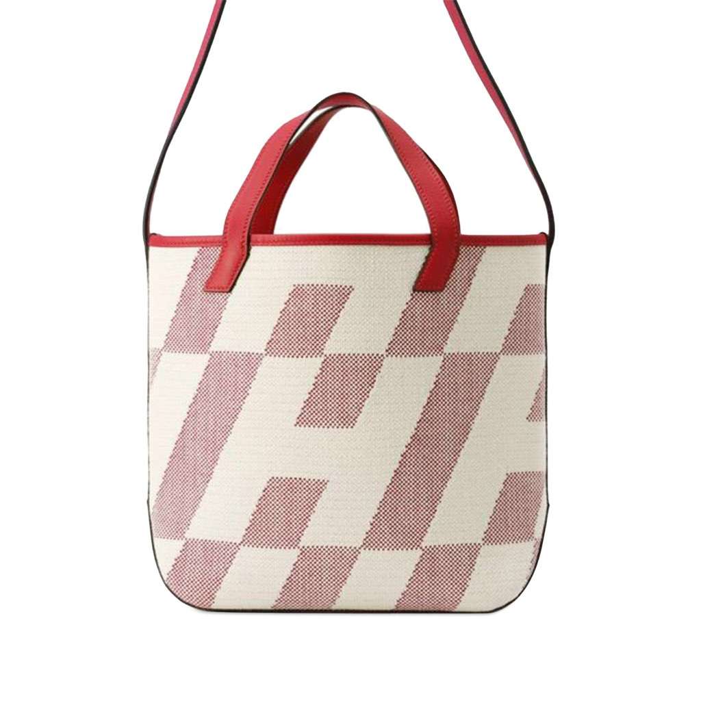 Hermès Toile and Swift Cabas H en Biais 27 Pink Canvas Good condition - Front View