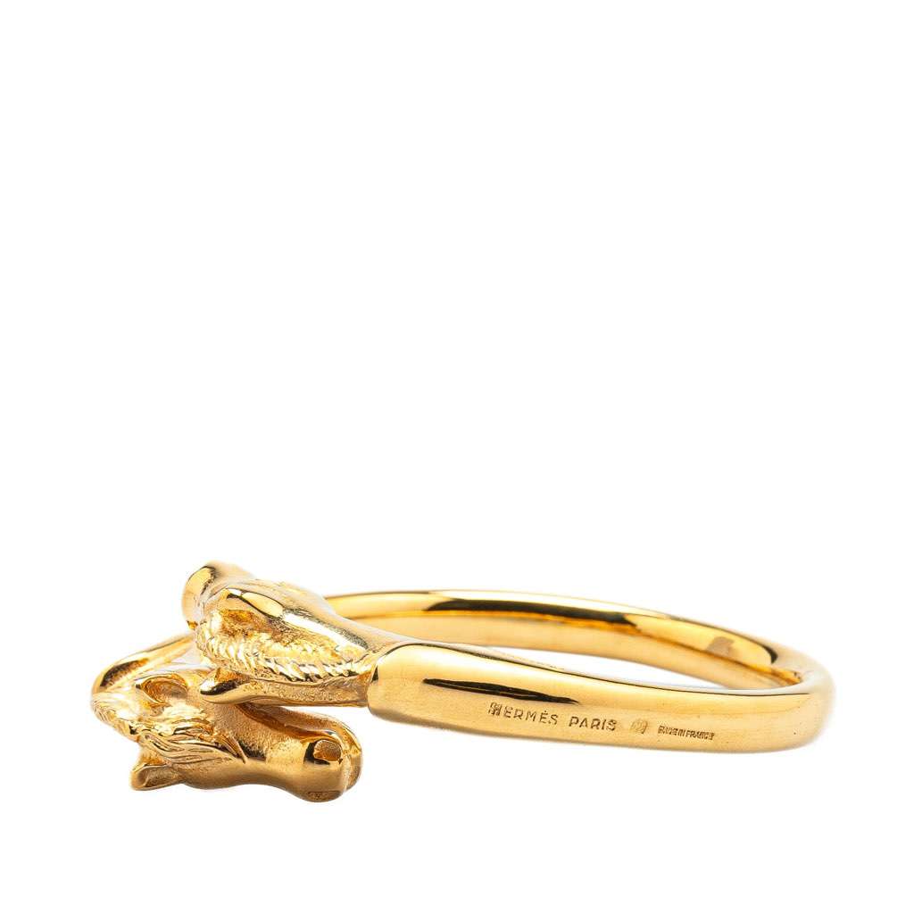 Hermès Gold Plated Cheval Double Horse Bangle Gold Metal Good condition - Back View