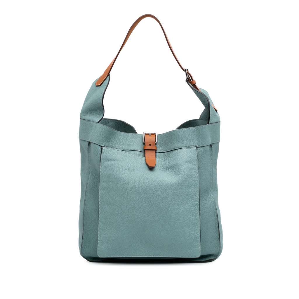 Hermès Clemence Marwari PM Blue Leather Good condition - Front View