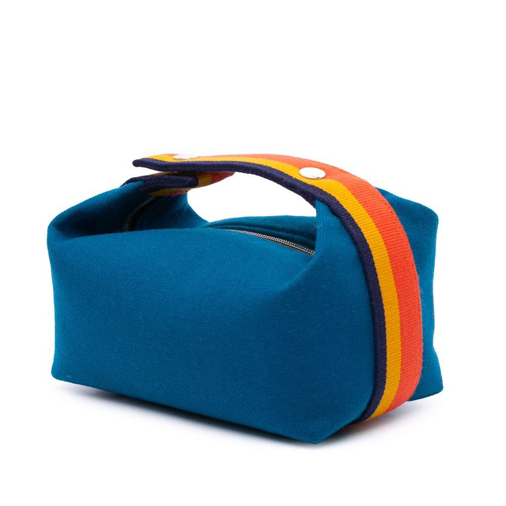 Hermès Small Wool Bride A Brac Rocabar Case Blue Wool Good condition - Back View