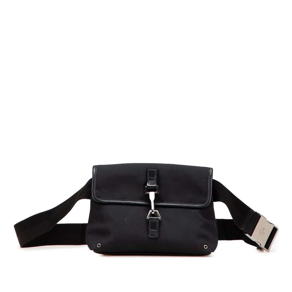 Gucci Canvas Jackie Belt Bag Black Canvas Good condition - Front View