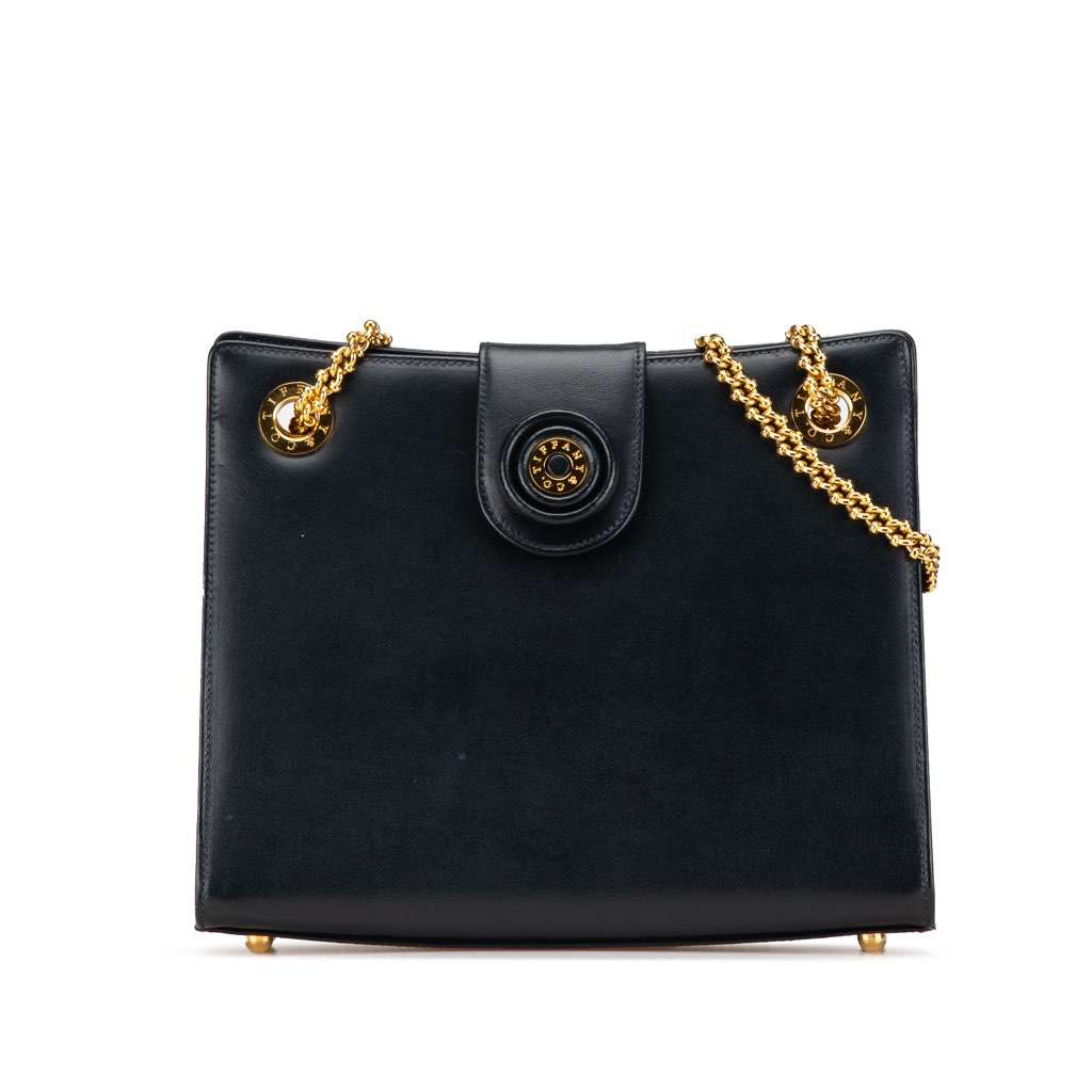 Tiffany & Co Leather Chain Crossbody Blue Leather Good condition - Front View