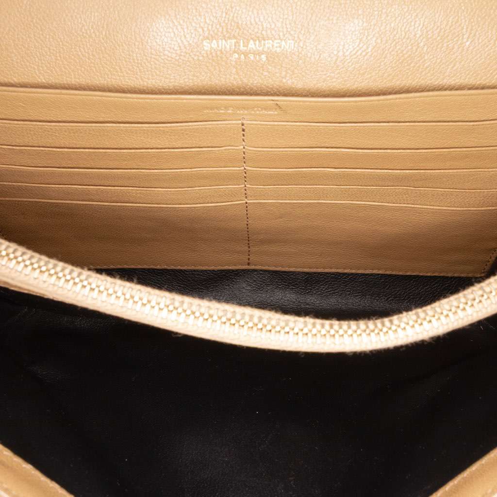 Saint Laurent Quilted Diamond Lambskin Becky Wallet on Chain Brown Leather Good - Model View