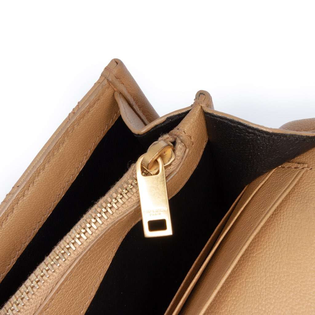 Saint Laurent Quilted Diamond Lambskin Becky Wallet on Chain Brown Leather Good - Box View