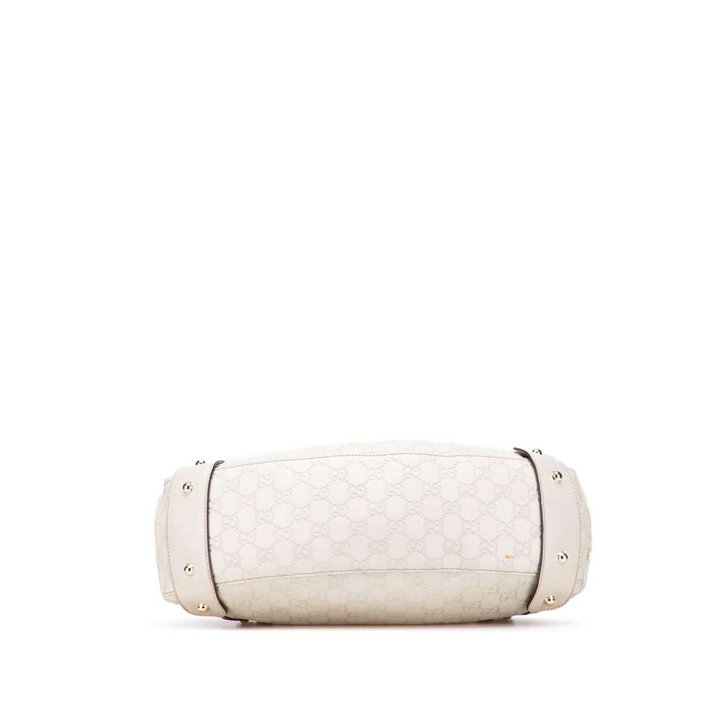 Gucci Small Guccissima Horsebit Pelham Shoulder Bag White Leather Good condition - Inside View