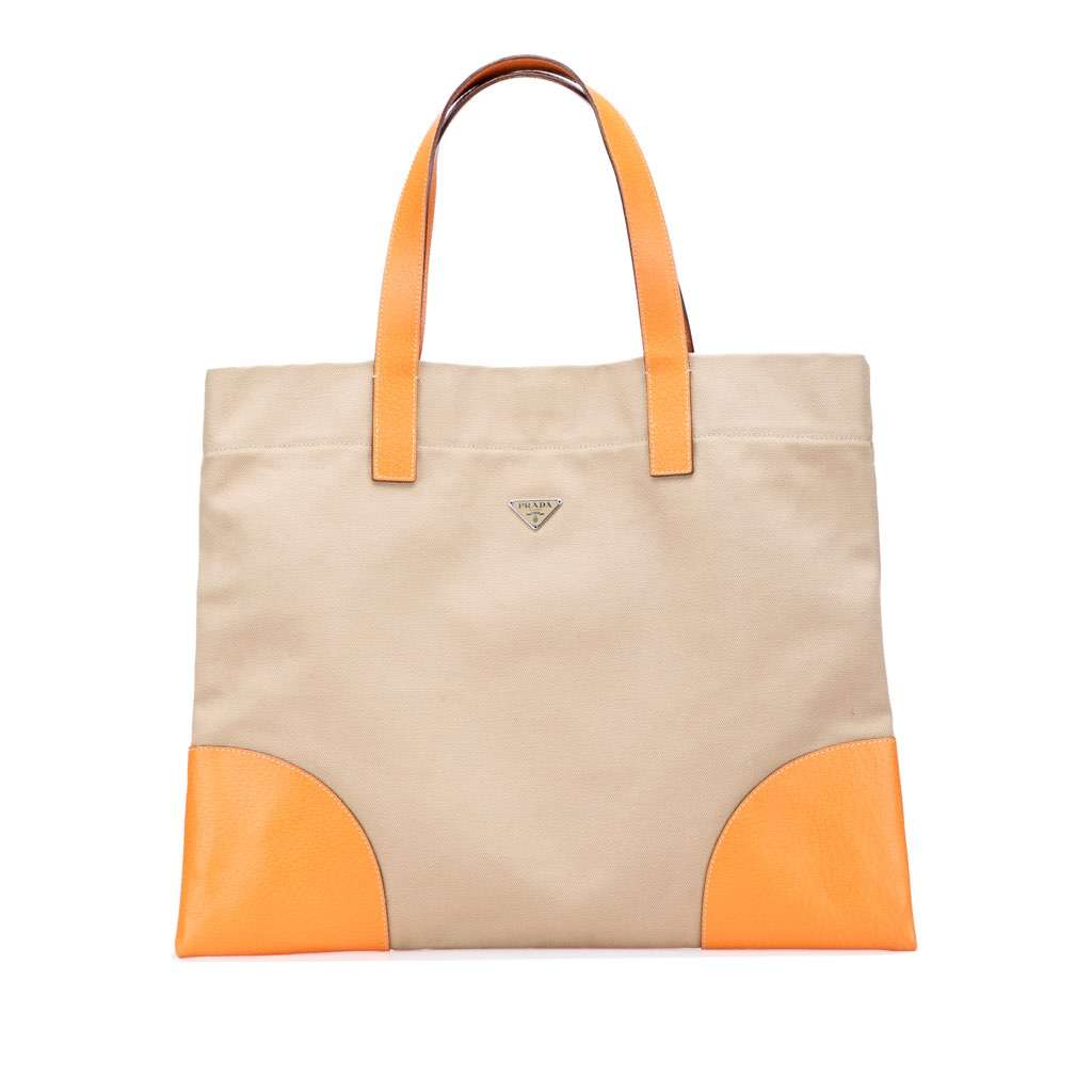 Prada Cinghiale Trimmed Canapa Tote Brown Canvas Very good - Front View
