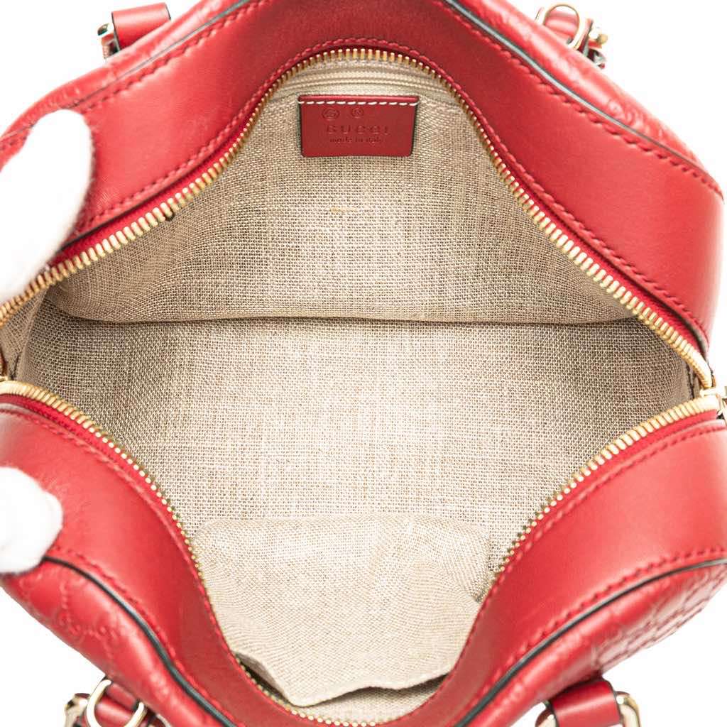 Gucci Small Microguccissima Bree Satchel Red Leather Very good - Model View