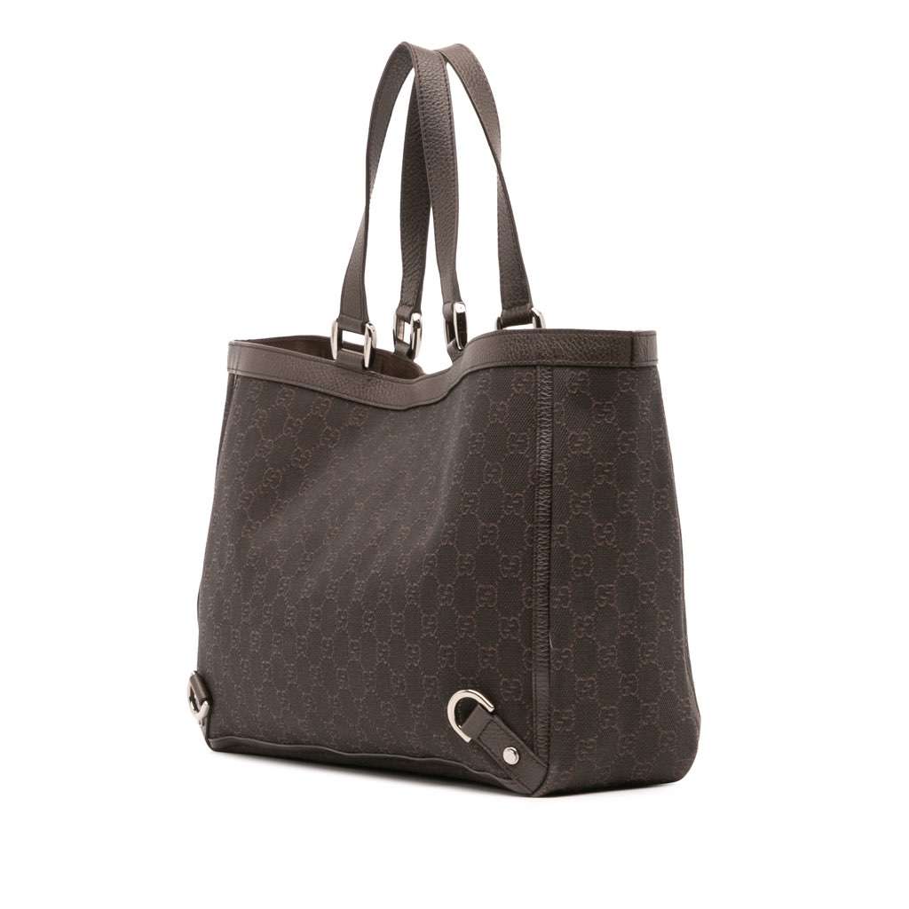 Gucci GG Denim Abbey D Ring Tote Brown Denim Good - Back View