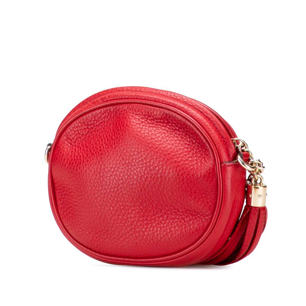 Gucci Mini Pebbled Calfskin Soho Chain Crossbody Red Leather Very good - Back View