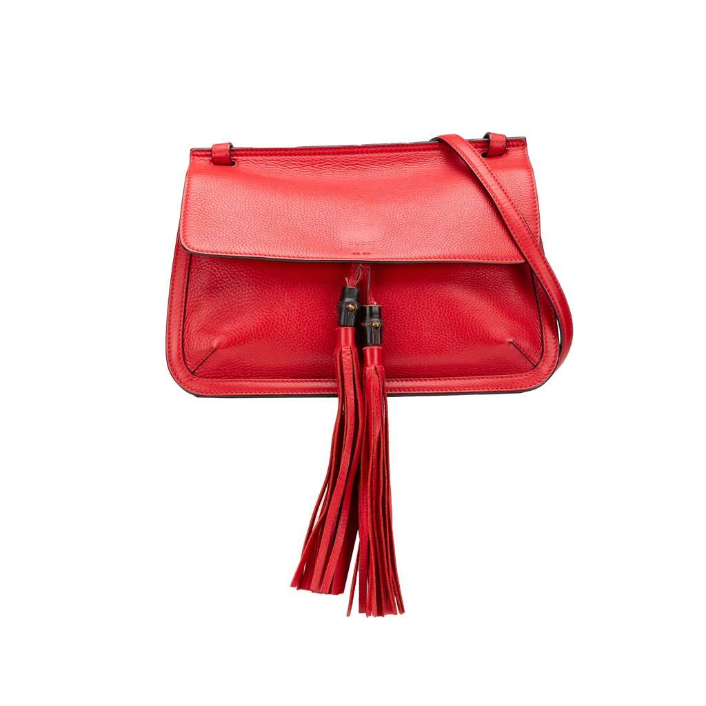 Gucci Medium Leather Bamboo Daily Crossbody Red Leather Very good condition - Front View