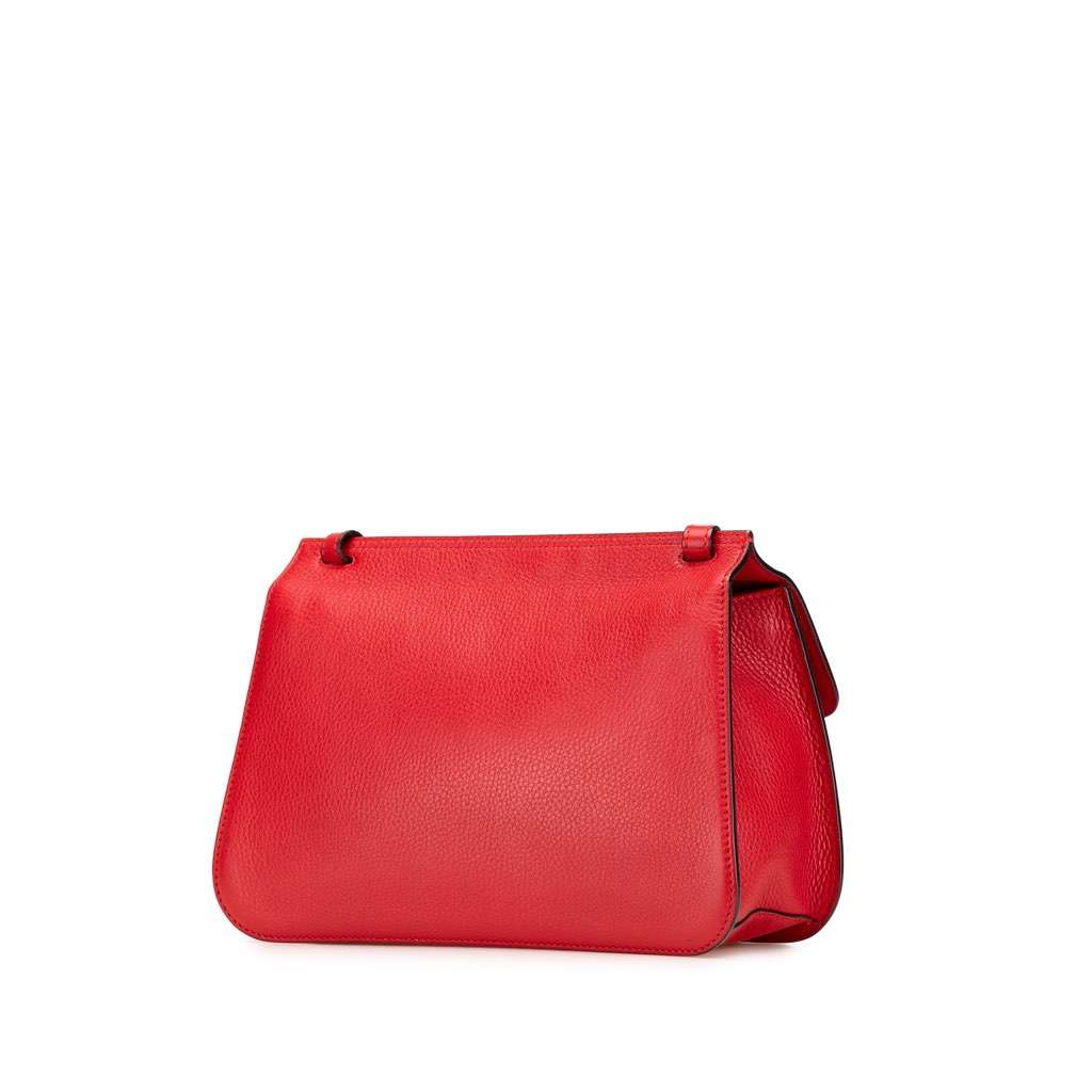 Gucci Medium Leather Bamboo Daily Crossbody Red Leather Very good condition - Back View