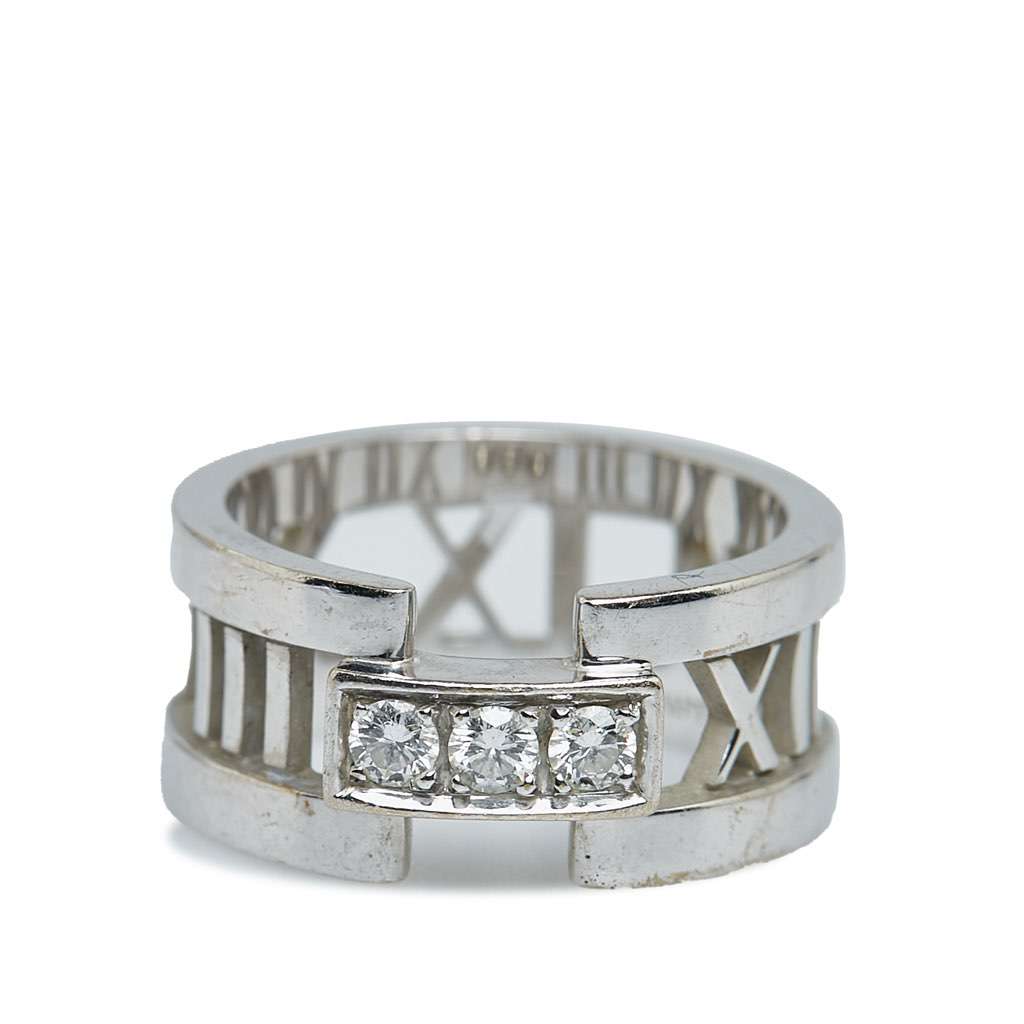 Tiffany & Co Atlas Diamond Ring Silver Metal Good condition - Front View