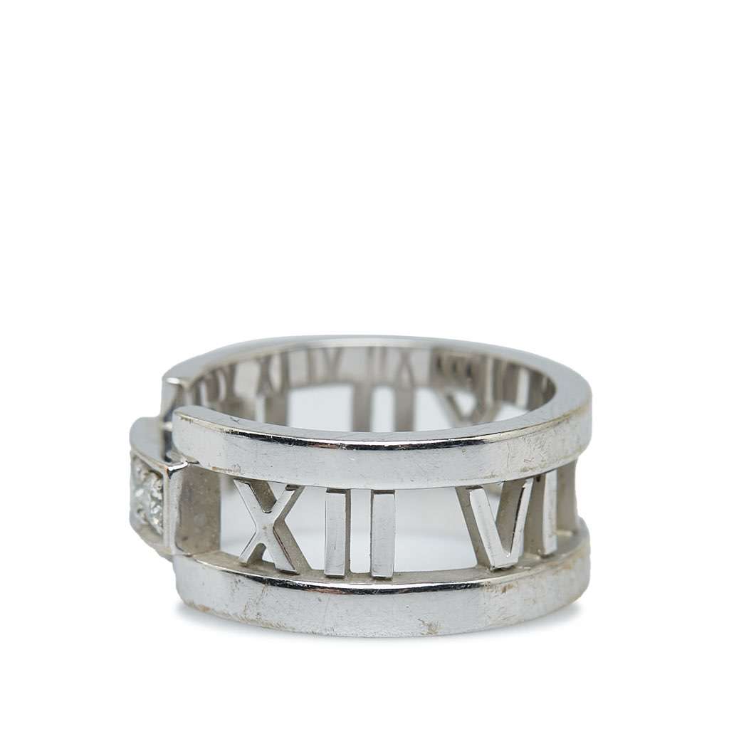 Tiffany & Co Atlas Diamond Ring Silver Metal Good condition - Back View
